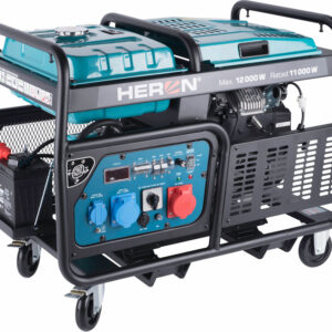 HERON, Elektrocentrála rámová benzínová 400V/230V, 12kW/11kW, 22HP dvojvalec, elektrický štart