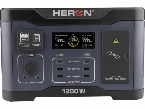 HERON, Stanica nabíjacia akumulátorová, 230V/1200W, 921Wh, LiFePo4, USB