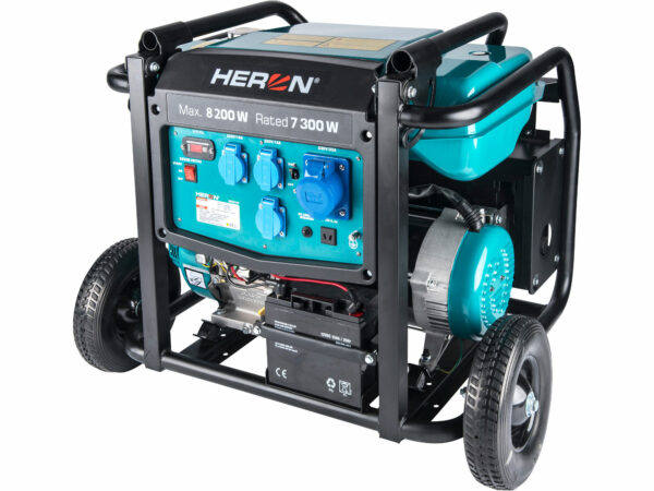 HERON, Elektrocentrála rámová benzínová 1F, 8,2kW, podvozok, elektrický štart HERON, Elektrocentrála rámová benzínová 1F, 8,2kW, podvozok, elektrický štart